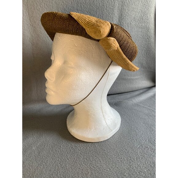 Norman Durand Ladies Brown Metallic Hat Sz 22 Vintage - Picture 15 of 16
